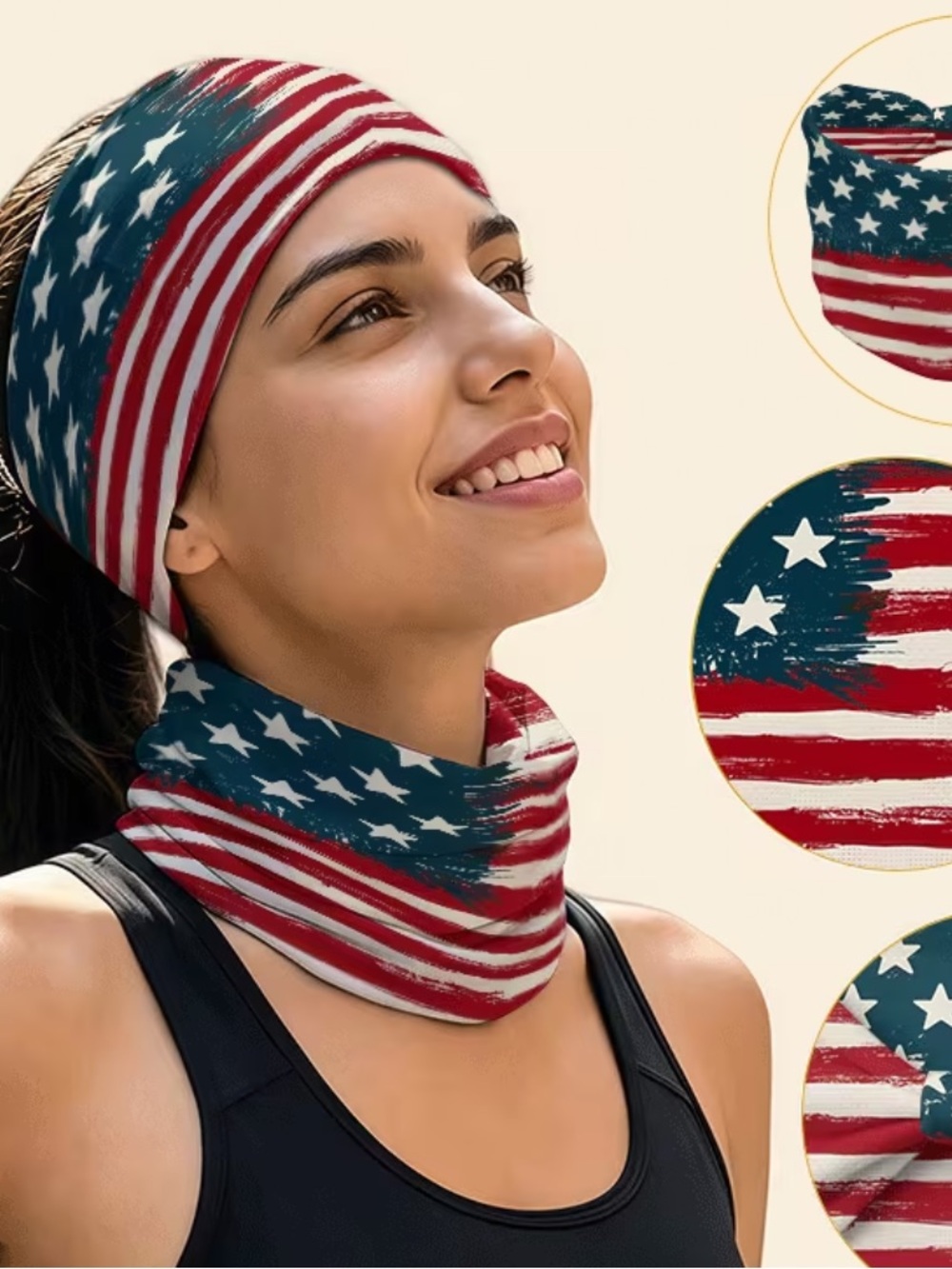 NWT American Flag Red & Blue Multifunctional Women's Headband